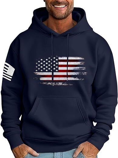 Generic Mens Graphic Hoodie Drawstring Long Sleeve Hooded Sweatshirts Trendy Soft Comfy Pullover Hoodies with Pockets