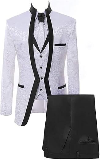 HZUOU Men’s Slim Fit Floral Tuxedo Suit
