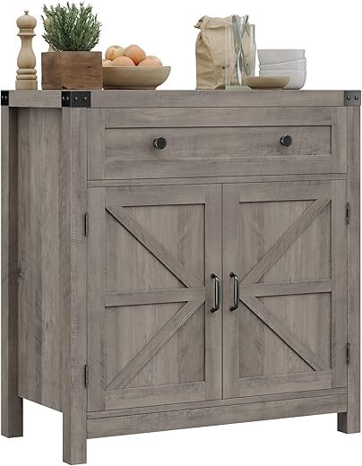 HOSTACK Modern Farmhouse Buffet with Barn Door