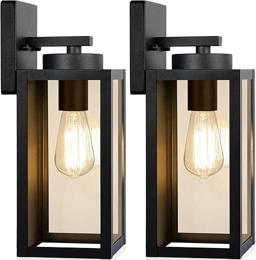 BesLowe Modern Matte Black Outdoor Wall Lanterns