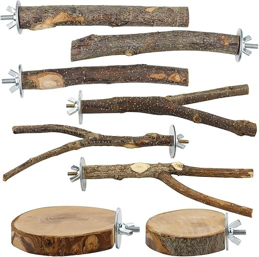 CZWESTC Natural Wood Bird Perch Stand Fork Toys