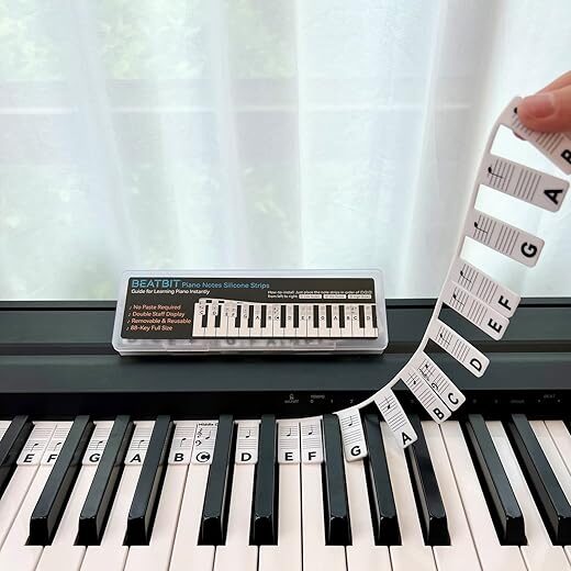 BEATBIT Piano Note Labels, 88-Key, Reusable, Silicone