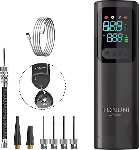 TONUNI Portable Electric Ball Pump with Digital Gauge