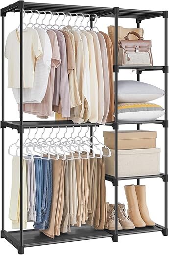SONGMICS Portable Freestanding Closet Organizer with Shelves