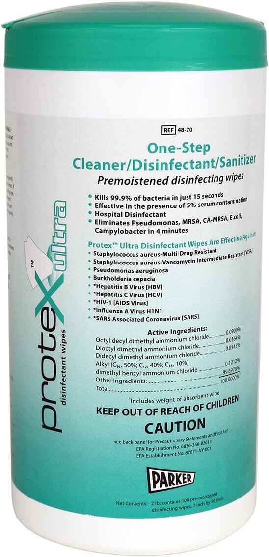 Parker Labs Protex Disinfectant Textured Wipes Canister