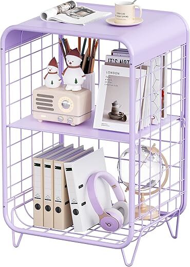 APEXCHASER Purple Vintage 3-Tier Metal Side Table