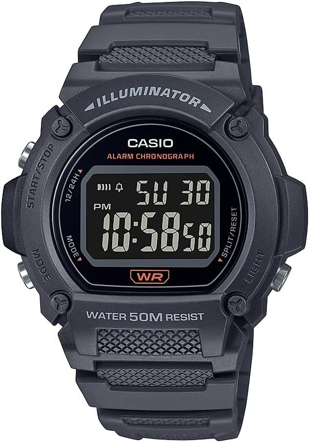 Casio Quartz Fitness Watch With Resin Strap (Model: W-219H-8BVCF)