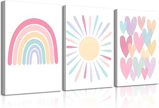 RCJARTI RCJARTI Framed Pink Nursery Canvas Wall Art