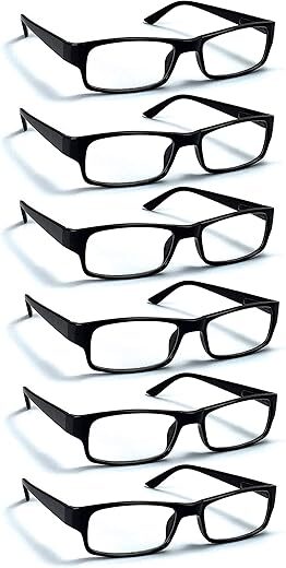 Boost Eyewear Reading Glasses 6 Pack, Black Frames