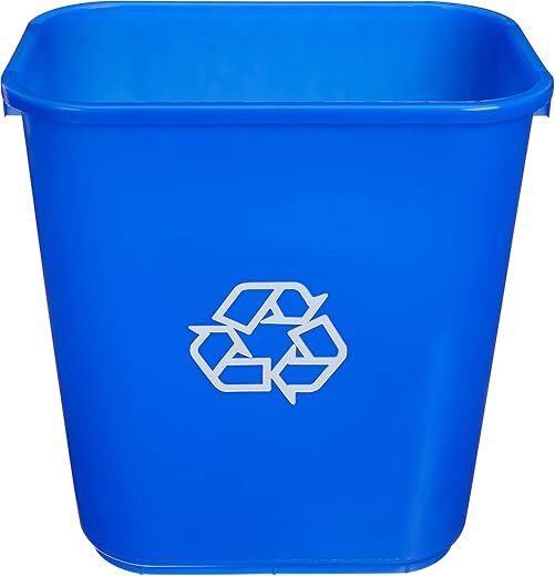 Amazon Basics Rectangular Office Wastebasket, 7 Gallon, Blue