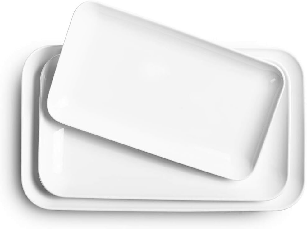 DELLING Rectangular White Serving Platter Set