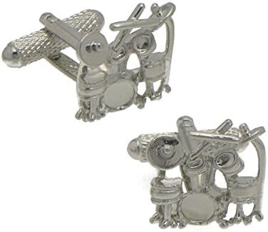 AJ Fashion Rhodium Plated Drum Set Cufflinks