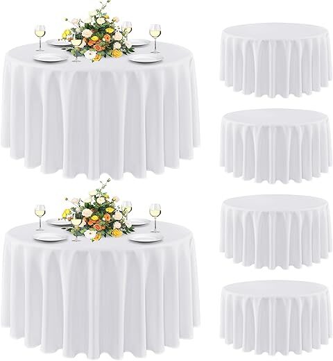 sancua Round Tablecloth 90 Inch White, Stain Resistant