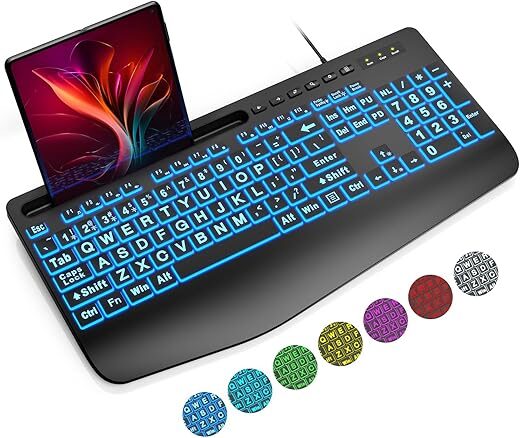 SABLUTE Large Print Backlit USB Keyboard