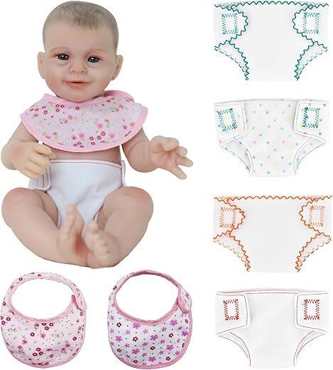 SCOM SCOM 4 Pcs Doll Diapers And Bibs