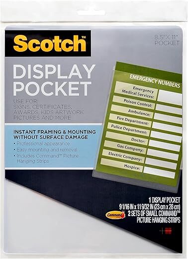 Scotch Clear Display Pocket with Fasteners