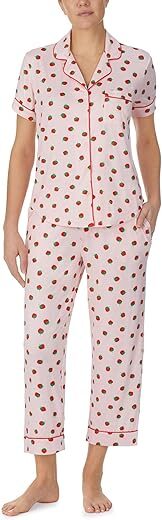 Kate Spade New York Short Sleeve Notch Cropped PJ Set