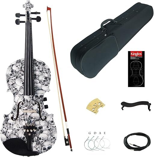 Kinglos Skull Colored Solid Wood Violin Kit (YSDS1312)