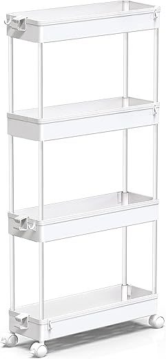 SPACEKEEPER Slim 4-Tier Rolling Bathroom Storage Cart