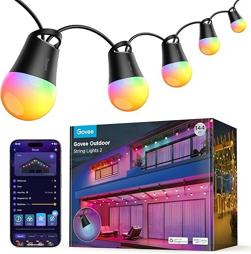 Govee Smart RGBIC Outdoor String Lights, 144ft