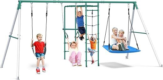 Hapfan Swing Set With Monkey Bars And More