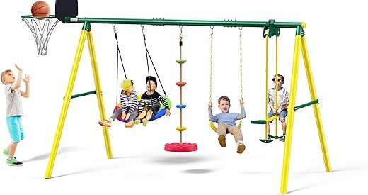 Osoeri Swing Set With Saucer, Glider, Rope, Hoop