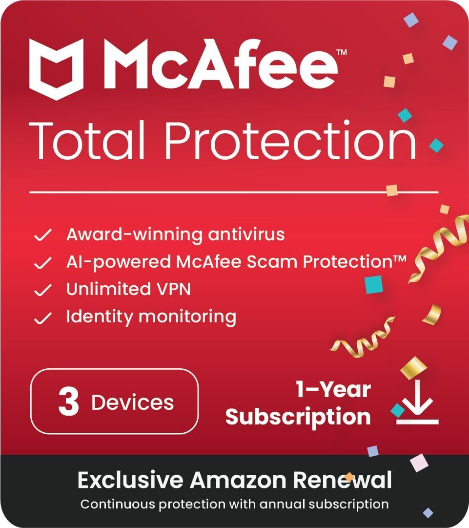 McAfee Total Protection 2024 | 3 Device | Antivirus, VPN, Password Manager