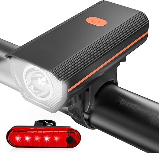 KUNHAK Ultra Bright Rechargeable Bike Headlight & Tail Light