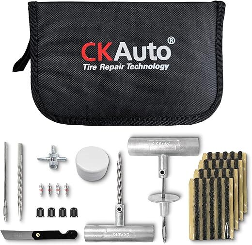 CKAuto Universal Tire Repair Kit, Heavy Duty Tool Kit