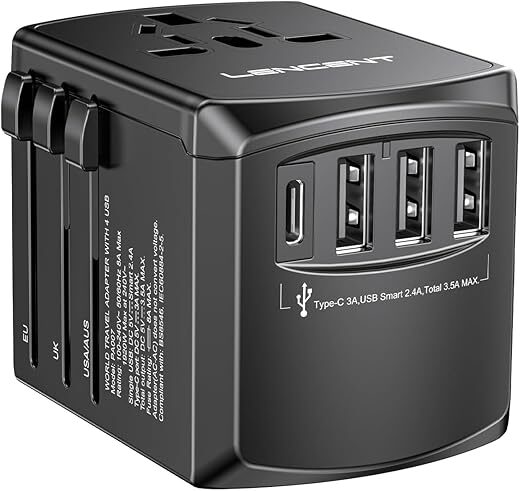 LENCENT Universal Travel Adapter With USB & Type-C Charging