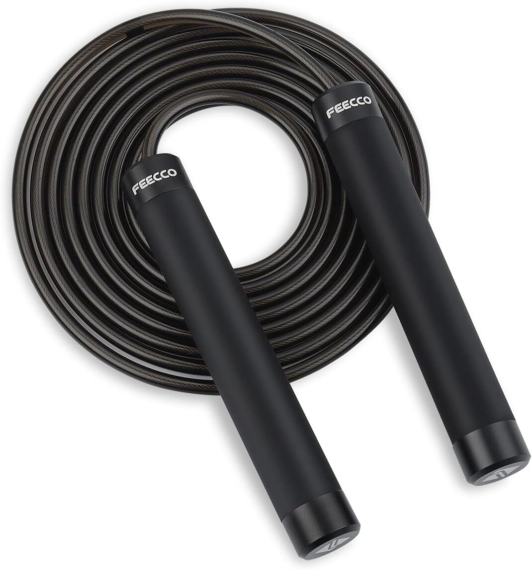 FEECCO FITNESS Weighted Jump Rope With Adjustable Length