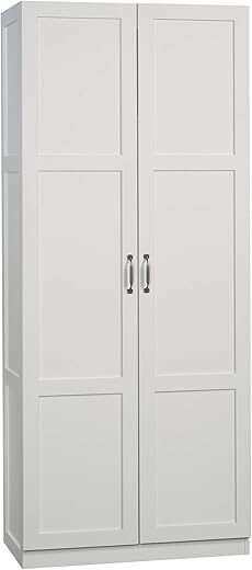 Sauder White Storage Pantry Cabinet, 70″ Tall