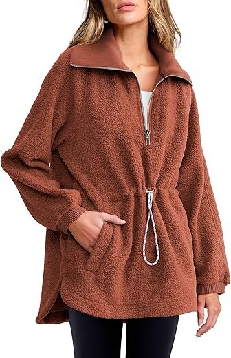 ANRABESS Women Sherpa Fleece Half Zip Pullover