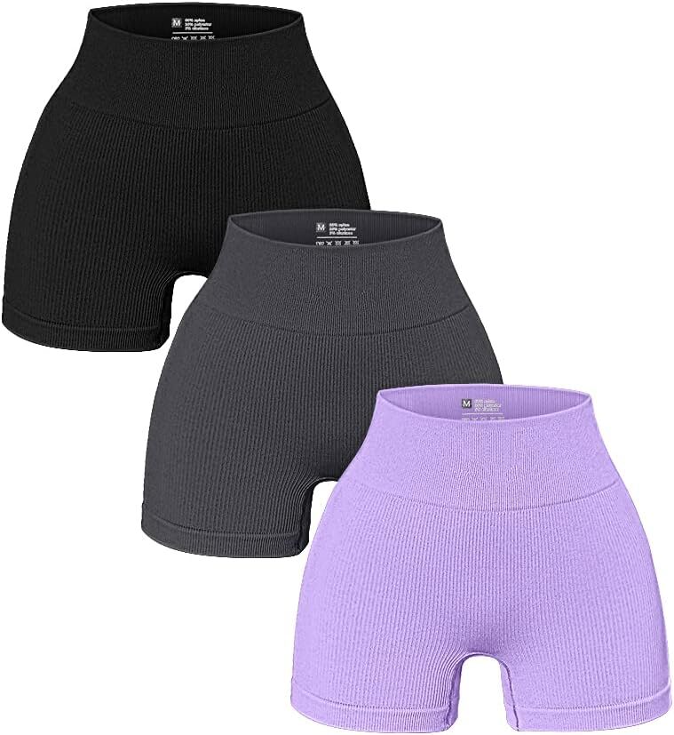 OQQ Women’s 3 Piece Ribbed Seamless Workout Shorts