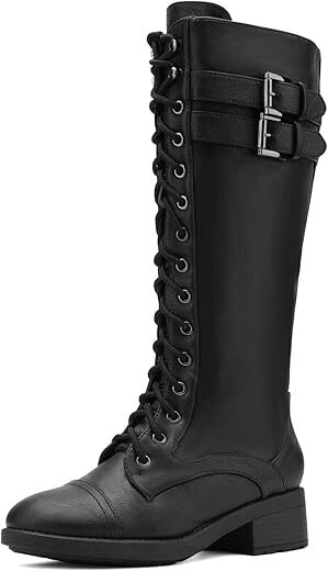 DREAM PAIRS Women’s Pu Knee High Riding Combat Boots