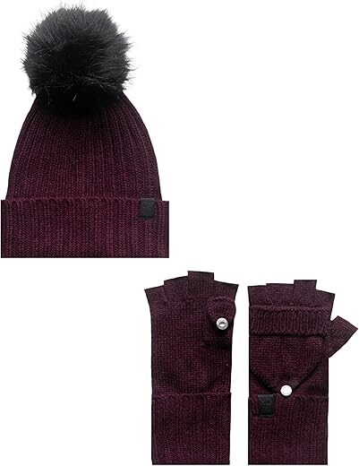 Calvin Klein Women’s Pom-Pom Beanie & Gloves Set