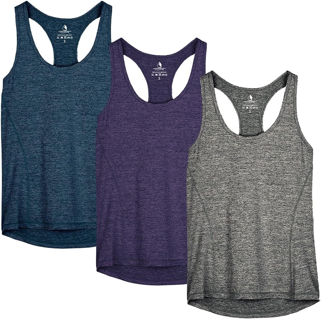 icyzone Women’s Racerback Workout Tank Tops (3-Pack)