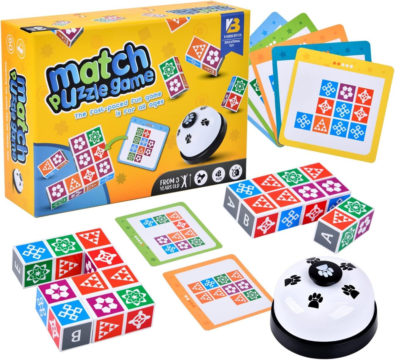 varbertos Wooden Pattern Block Puzzles With Bell