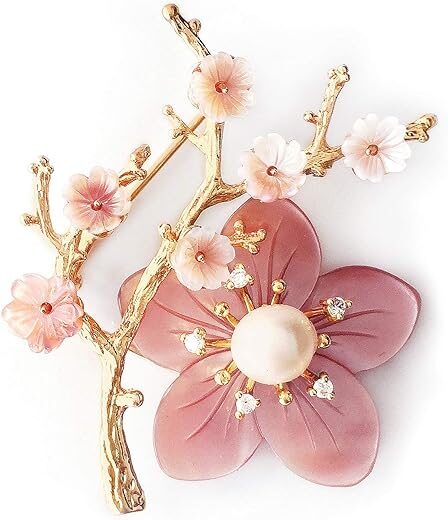 CCijiNG Pink Flower Rhinestone Brooche